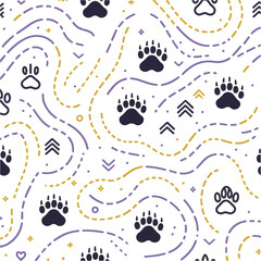 Fototapeta premium Seamless pattern of floral elements and a decorative design, perfect for wallpaper or art illustrations