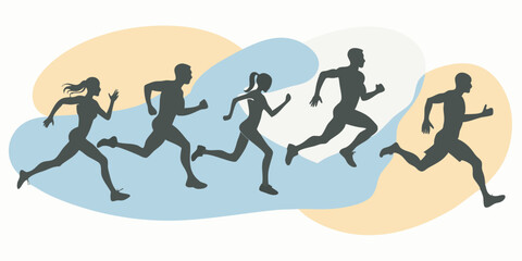 Dynamic Runner Silhouette Set — Vector Runners in Various Poses for Fitness, Sports, Marathon, Exercise, and Athletic Design Projects