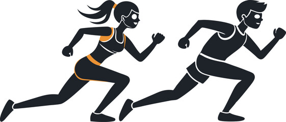 Dynamic Runner Silhouette Set — Vector Runners in Various Poses for Fitness, Sports, Marathon, Exercise, and Athletic Design Projects