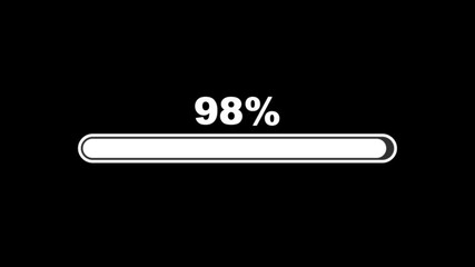 Loading bar, waiting loading bar animation, software update icon on black background. 98% Bar Chart Animation percentage diagrams modern animation. HUD call out elements with loading bar 98%. Radar 