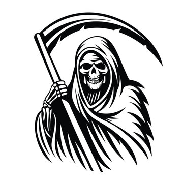 recommend clip art: Death Grim Reaper Silhouette Holding Scythe Black and White