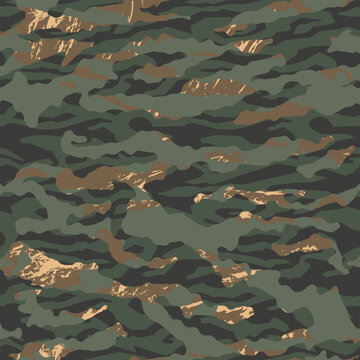 Vector seamless camo tiger stripe army fatigue pattern design