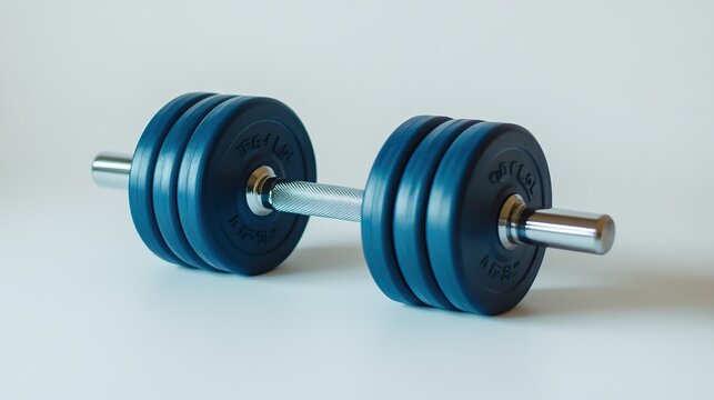 On a white background, blue 2kg dumbbells for strength training.