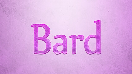 Purple text effect of word Bard on light background.