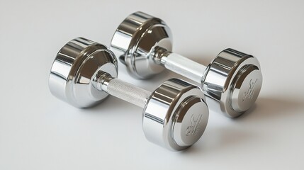 Obraz premium On a white background, silver 2kg dumbbells, perfect for toning and sculpting.