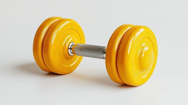 On a white background, yellow 4kg dumbbells, ideal for building muscle.