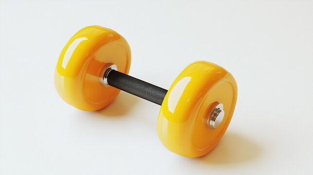 On a white background, yellow 4kg dumbbells, ideal for building muscle.