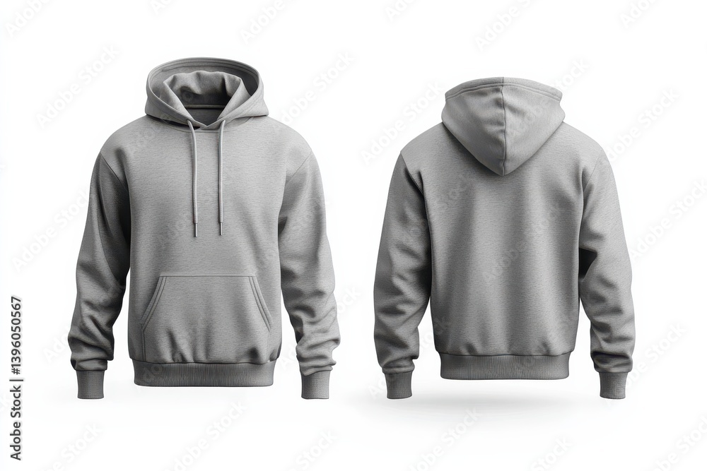 Poster Gray hoodie displayed from front and back in a clean studio setting