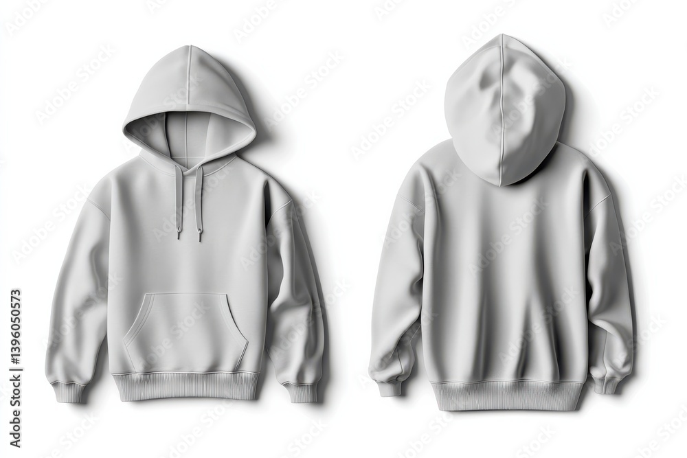 Poster gray hooded sweatshirt displayed from front and back angles against a plain white background