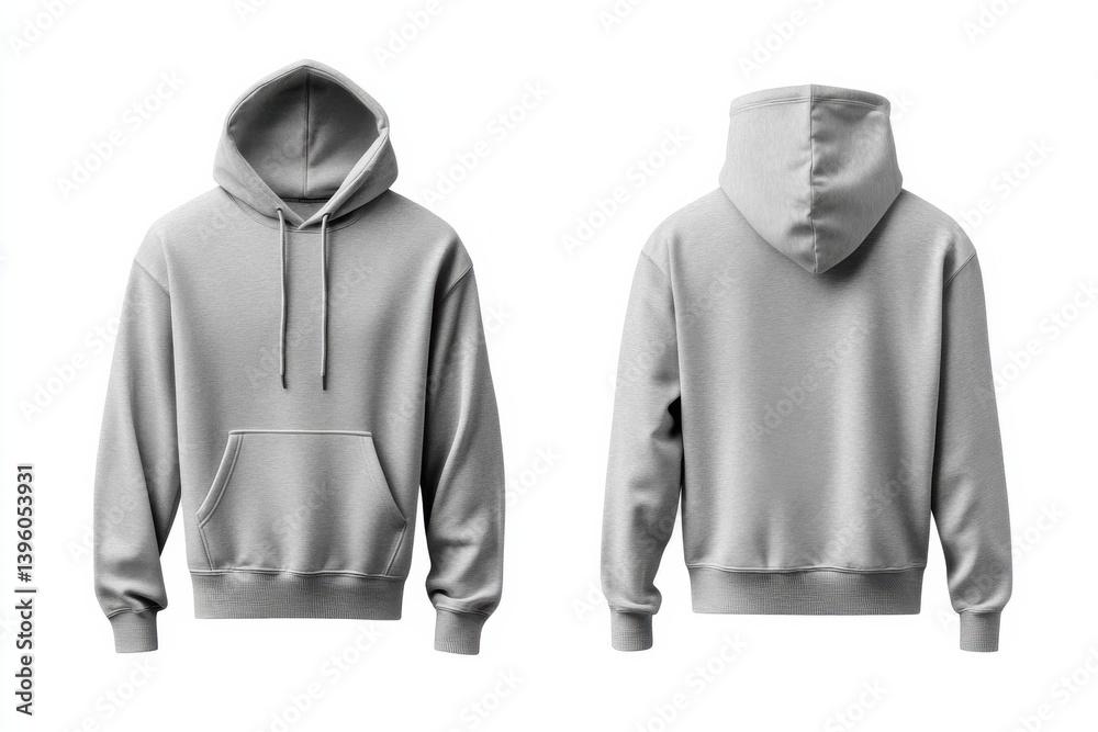 Aufkleber stylish gray hoodie displayed from front and back views, perfect for casual wear and layering in all