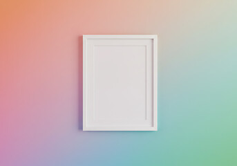 White frame mockup on gradient wall art display for artwork showcase