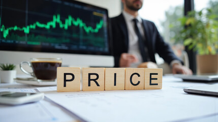 Business price management strategy with copy space for financial analysis, decision-making, planning, and optimization