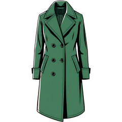 Naklejka premium Elegant Green Double-Breasted Coat