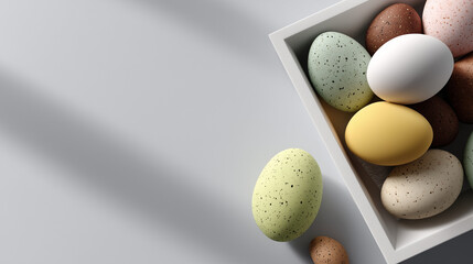 Obraz premium Clean Easter layout with decorative eggs, ideal for ads