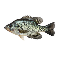 Fototapeta premium Black crappie fish with on a transparent background.