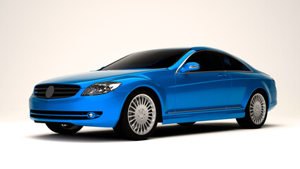 Blue sport coupe car on white background