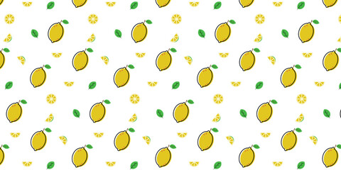 playful scatter seamless pattern with lemon. fresh pattern