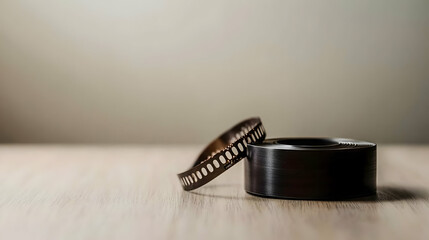 Two Film Reels On Wooden Table