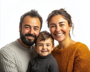 Fototapeta premium Happy family studio photo white background