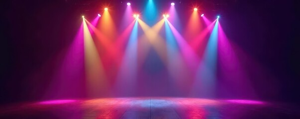 Vibrant stage lighting, colorful beams intersect , color, vibrant