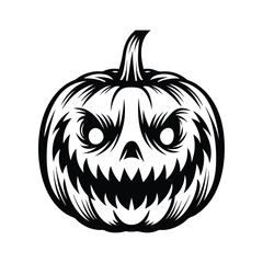Halloween Spooky Pumpkin Black Silhouette Isolated on White Background