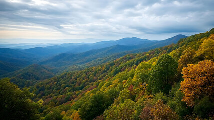 Naklejka premium Autumn Foliage Mountain Range Landscape