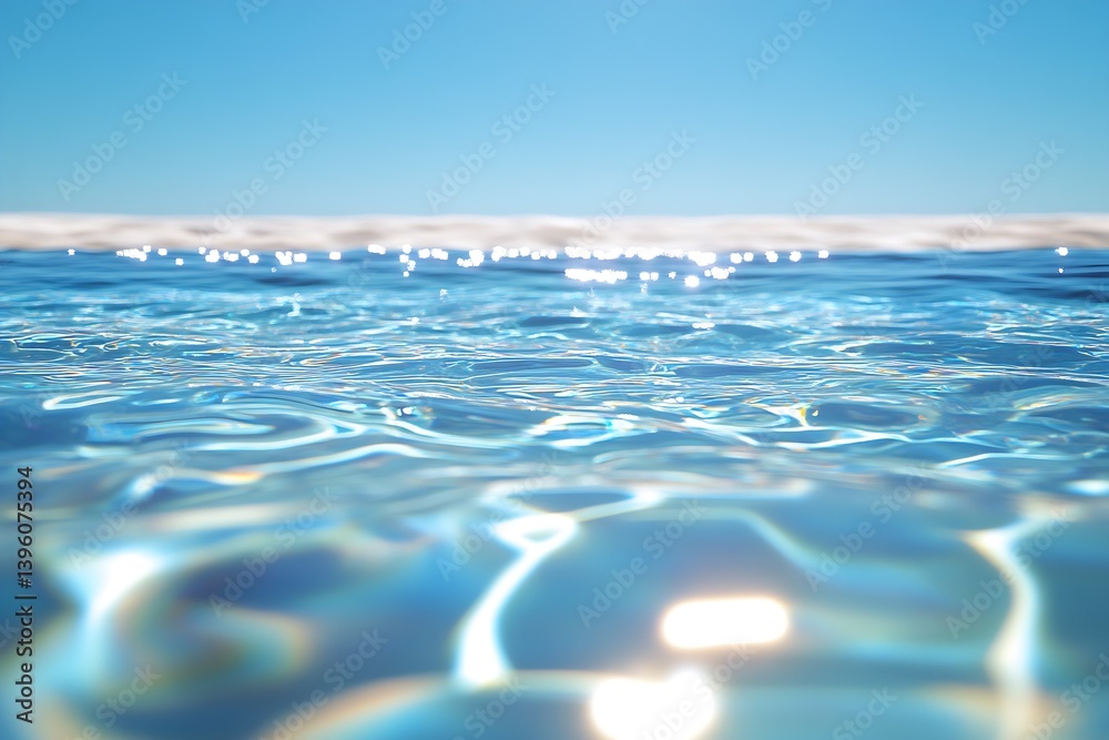 Aufkleber stunning close-up view of shimmering ocean water glistening under bright sunlight creating tranquil 