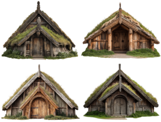 Viking Longhouse Entrance, Turf Roof