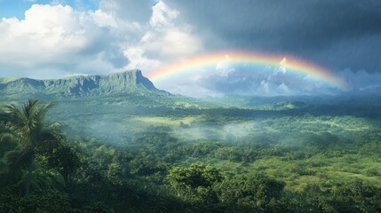 Rainbow mountain landscape