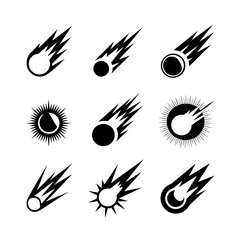 Meteor Silhouette Vector Bundle Black and White Meteor Clipart EPS Illustration