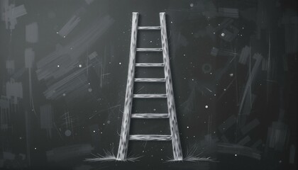 Chalk drawing of a ladder, aspiration theme, childlike simplicity