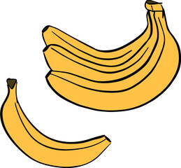 banana doodle vector set. Vector illustration