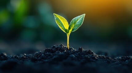A small sprout emerging from dark soil, symbolizing new beginnings and personal growth.