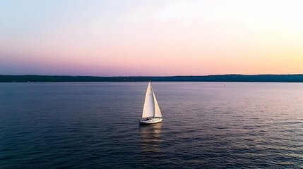 Obraz premium Sunset Sailboat On Calm Water
