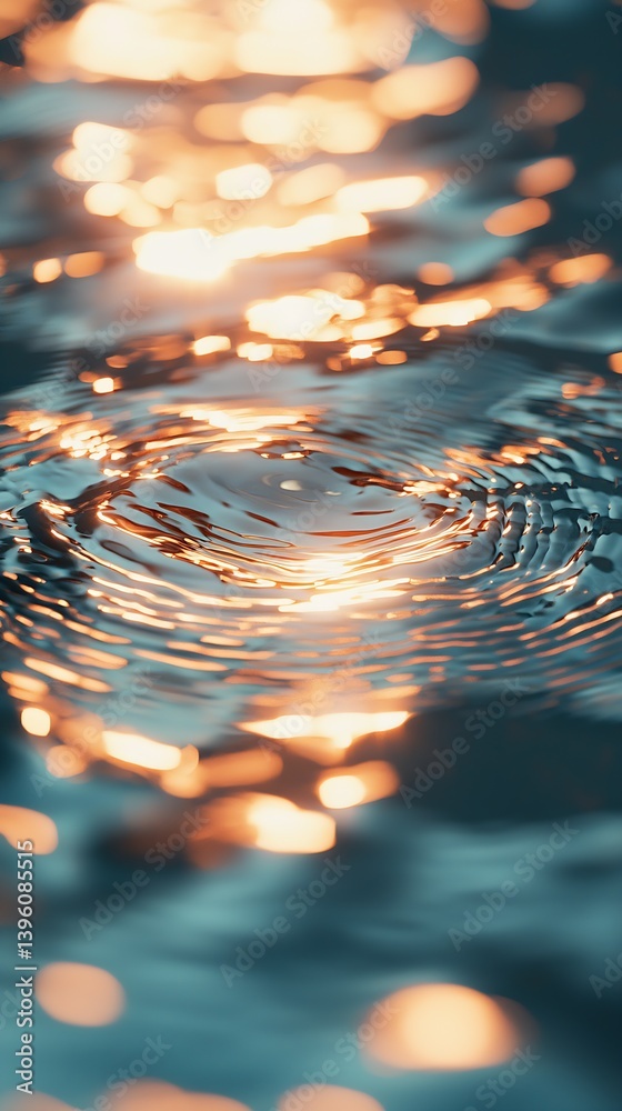 Aufkleber artistic image capturing the beauty of swirling water ripples with sunlight reflections creating a t
