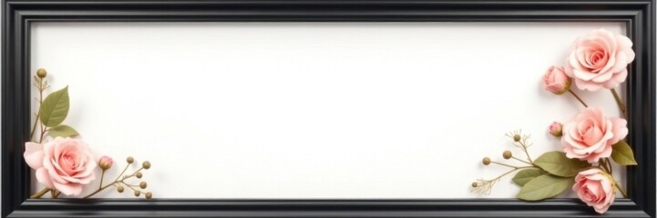 Classic black frame, clean lines, white background , object, decoration