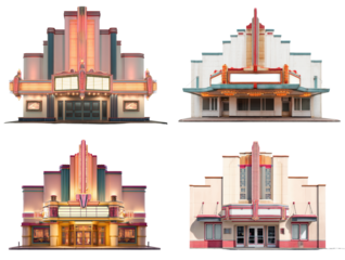 Art Deco Cinema Facade Neon Sign