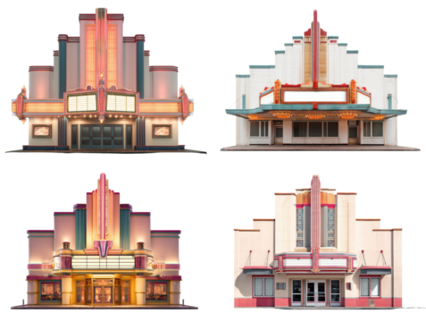 Art Deco Cinema Facade Neon Sign