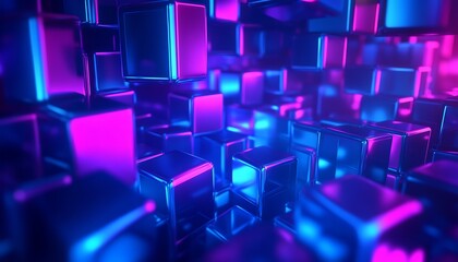 Close-up of vibrant abstract cubes creating a dynamic digital landscape with stunning colors : Generative AI