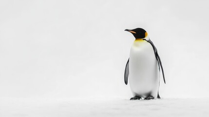 King penguin standing Antarctic snow; wildlife, nature, poster