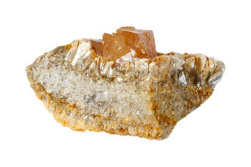 Scheelite mineral stone on a white background close up