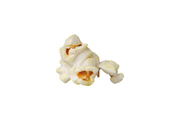 macro popcorn on isolated and white background close up