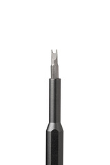 Iron bit with screwdriver on Isolated on white background close up