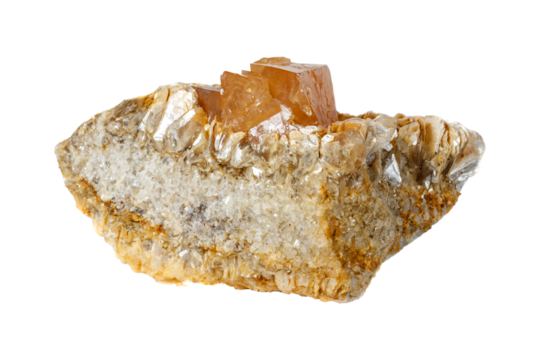 Scheelite mineral stone on a white background close up