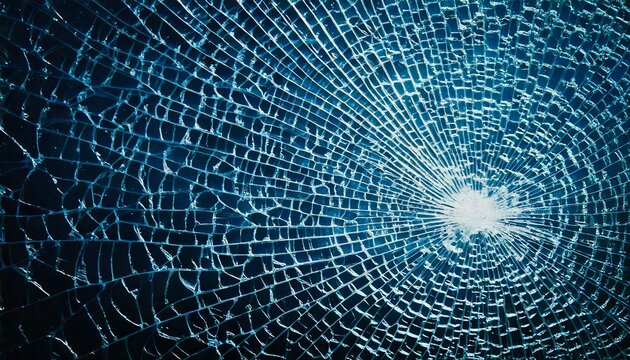 Textura de vidro estilha&ccedil;ado com padr&atilde;o circular azul