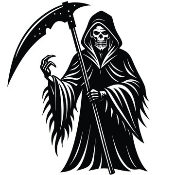 recommend clip art: Grim Reaper Silhouette with Scythe | Hooded Death Figure Clipart | Halloween Art