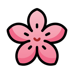 Fototapeta premium Emotional illustration with lucky four-leaf clover, lovely sunflowers and springtime cherry blossoms – a cute collection of designs with nature and happiness