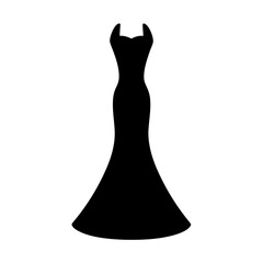 Elegant Black Evening Gown Silhouette Fashion Design Illustration