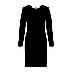 Naklejka premium Simple Black Long Sleeve Mini Dress Fashion Design Silhouette