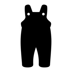 Black and White Silhouette of Baby Overall Jumpsuit Bib and Brace